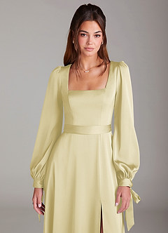 Azazie Leonia Suknie dla druhen Linia A Długi rękaw Satyna elastyczna Do ziemi Sukienka image6