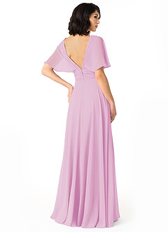 Azazie Pamela Bridesmaid Dresses Candy Pink A-Line V-Neck Pleated Chiffon Dress image2