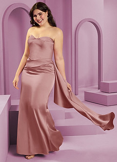 Barbie ♥ Azazie Bridesmaid Dresses Dusty Rose Sheath Strapless Stretch Satin Convertible Dress image14