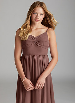 Azazie Zeya Junior Espresso A-Line Chiffon Dress image6