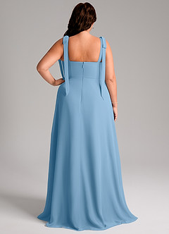 Azazie Debra Bridesmaid Dresses Steel Blue A-Line with Pockets Chiffon Convertible Dress image9