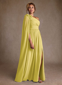 Azazie Lancaster Mère de la mariée Robes Robe Trapèze en Mousseline de soie Une épaule Canari image3