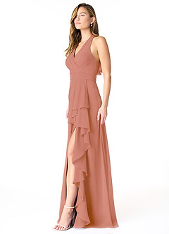 Azazie Aviv Vestidos de damas de honor Vestido de Mai Tai de Gasa de Corte en A con Plisado image3