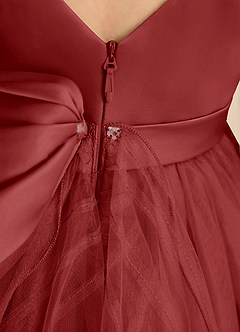 Azazie Pear Flower Girl Dresses Rust Ball-Gown Bow Tulle Dress image7