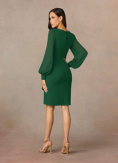 Azazie Karen Mother of the Bride Dresses Dark Green Sheath Pleated Stretch Crepe Dress image4