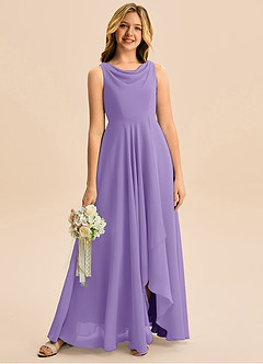 Azazie Mannie Junior Linia A Pofałdowany Szyfon Asymetryczny Młodsza druhna Sukienka image1