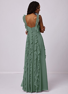 Barbie ♥ Azazie Bridesmaid Dresses Eucalyptus A-Line with Pockets Chiffon Dress image7