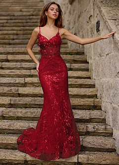 Blazing Red Glitter Prom Dress image6