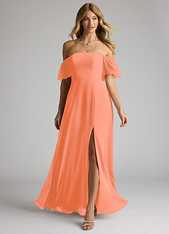 Azazie Sue Bridesmaid Dresses Sunset A-Line Off the Shoulder Chiffon Convertible Dress image1