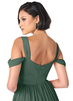 Azazie Lianne Bridesmaid Dresses Sea Moss A-Line Off the Shoulder Chiffon Dress image6