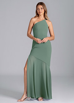 Azazie Tilla Final Sale Eucalyptus Mermaid One Shoulder Chiffon Dress image1