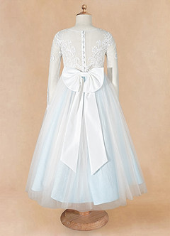 Azazie Elodie Robe Demoiselle D'honneur Fillette Robe Princesse en Dentelle Ivoire Bleu Ciel image11