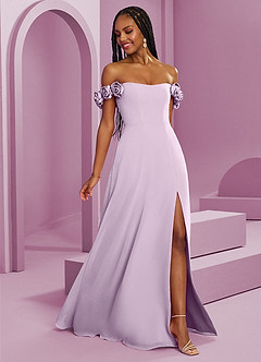 Barbie ♥ Azazie Bridesmaid Dresses Frosted Lilac A-Line Off the Shoulder Chiffon Convertible Dress image8