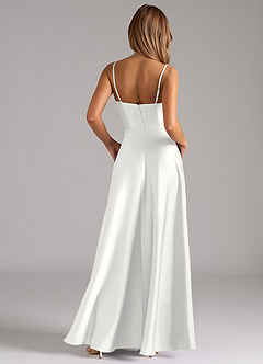 Azazie Elle Brudepigekjoler En streg Plisseret Stræk satin Gulv-længde Kjole image7