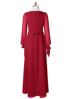 Azazie Leonia Junior Scarlet A-Line with Pockets Chiffon Dress image8