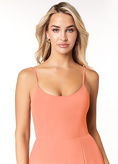 Azazie Moira Brautjungfernkleider A-Linie Schaufel Chiffon Kleid Sonnenuntergang image6