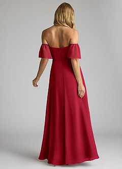 Azazie Sue Bridesmaid Dresses Scarlet A-Line Off the Shoulder Chiffon Convertible Dress image4