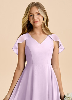 Azazie Katie Junior Linia A Marszczony Szyfon Długość podłogi Młodsza druhna Sukienka image5