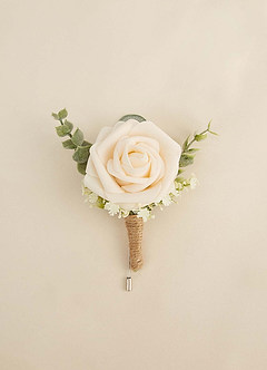 front Boutonniere de una sola rosa y ecalipto