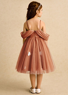 Azazie May Flower Girl Dresses Cinnamon Ball-Gown Pleated Tulle Dress image2