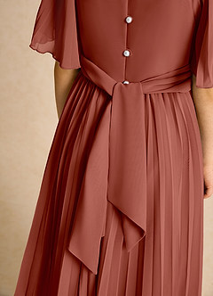Azazie Gisele Abiti da Ragazza di Fiori Abito A-Line in Chiffon Plissettato Auburn image7