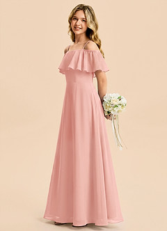Azazie Maggie Junior Rosette A-Line Off the Shoulder Chiffon Dress image3