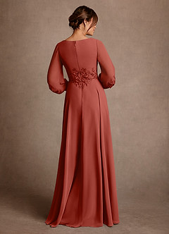 Azazie Yorba Klänningar till brudens mor Klä A-Line i Chiffong Spets Terrakotta image3