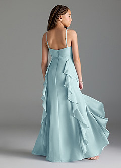 Azazie Peyton Junior Sea Glass A-Line V-Neck Cascading Ruffles Chiffon Dress image2