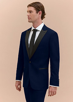 front Hudson Navy Blue Peak Lapel Tuxedo Jacket