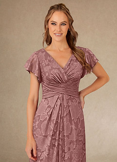Azazie Vera Mother of the Bride Dresses Dusty Rose A-Line Pleated Floral Burnout Dress image5