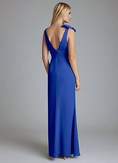 Azazie Taro Bridesmaid Dresses Royal Blue Sheath Bow Chiffon Dress image2