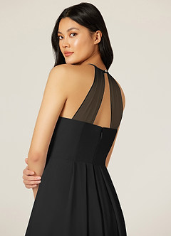Azazie Sarah Bridesmaid Dresses Black Empire Pleated Chiffon Dress image7
