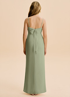 Azazie Mai Junior Vestido de Pistacho de Gasa de Corte Recto con Plisado image2