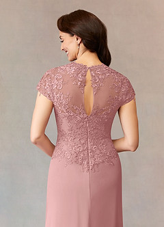 Azazie Junie Mother of the Bride Dresses Dusty Rose A-Line Lace Chiffon Dress image6