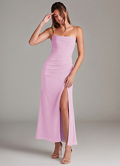 Azazie Leonis Bridesmaid Dresses Candy Pink Mermaid Strapless Chiffon Convertible Dress image1