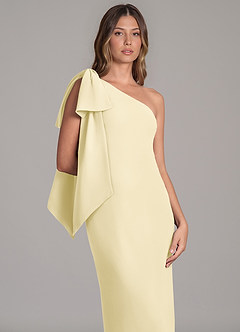 Azazie Capri Brautjungfernkleider A-Linie One-Shoulder Chiffon Kleid Zitronensorbet image7
