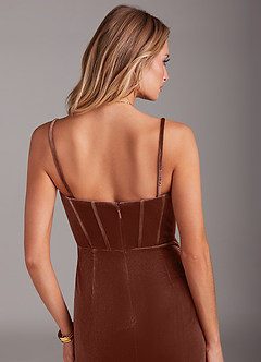 Azazie Larisa Jurken voor bruidsmeisjes Converteerbaar Jurk van flueel met Kolom Strapless Terracotta image8