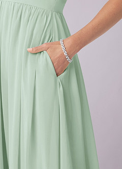 Barbie ♥ Azazie Bridesmaid Dresses Agave A-Line Corset Chiffon Dress image8