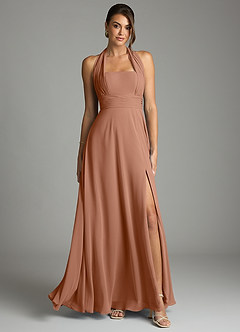 Azazie Tamira Suknie dla druhen Linia A Pofałdowany Szyfon Do ziemi Sukienka image1