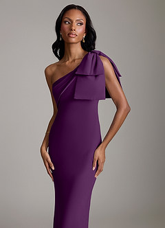 Azazie Yuanna Bridesmaid Dresses Grape Mermaid One Shoulder Chiffon Dress image3