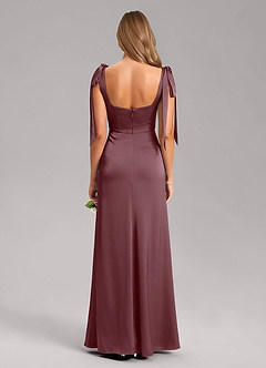 Azazie Frostine Bridesmaid Dresses Sangria A-Line Bow Stretch Satin Dress image8