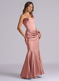 Azazie Inara Bridesmaid Dresses Rosette Mermaid Pleated Stretch Satin Dress image5