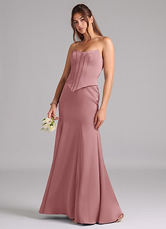Azazie Ximena Bridesmaid Dresses Dusty Rose Mermaid Corset Stretch Satin Convertible Dress image1
