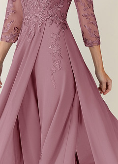 Azazie Noella Mother of the Bride Dresses Vintage Mauve A-Line V-Neck Lace Chiffon Dress image7
