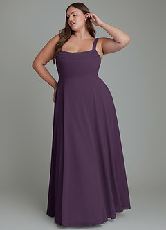 Azazie Shaude Bridesmaid Dresses Plum A-Line Pleated Chiffon Dress image8