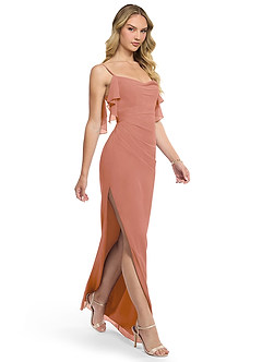 Azazie Jasmine Bridesmaid Dresses MAI TAI Sheath Side Slit Chiffon Dress image3