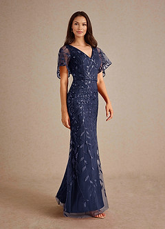 Azazie Milan Abiti per la Madre della Sposa Abito Tubino in Paillettes/Lustrini Marino Scuro image4