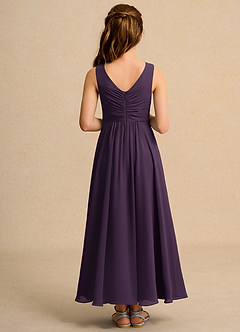 Azazie Ducky Junior Formal Blumenmädchenkleider A-Linie Plissee Chiffon Kleid Pflaume image2