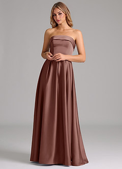 Azazie Lucienne Bridesmaid Dresses Espresso A-Line Strapless Stretch Satin Convertible Dress image4