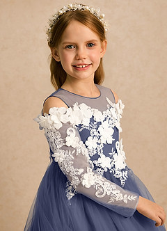 Azazie Lilah Flower Girl Klänningar Klänning A-linje i Tyll Spets image6